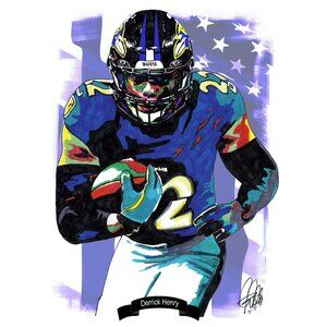 Derrick Henry Baltimore Ravens RB Football Sports Print Poster Wall Art 18x24